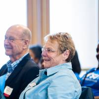 Lynn "Chick" Blue sitting with Robert and Ellen Thompson.